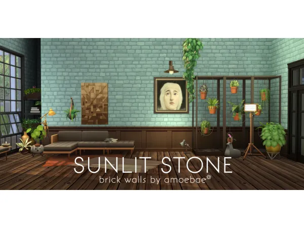 Maxis Match SUNLIT STONE BRICK WALLS by amoebae - The Sims 4 Custom Content