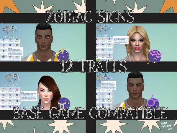 Maxis Match Zodiac Signs by Digit PArt by InsightBond - The Sims 4 Custom Content