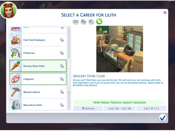 Maxis Match Grocery Store Clerk (Part Time) Career by BosseladyTV - The Sims 4 Custom Content