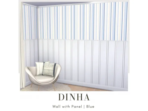 Maxis Match Wall with Panel Blue - The Sims 4 Custom Content