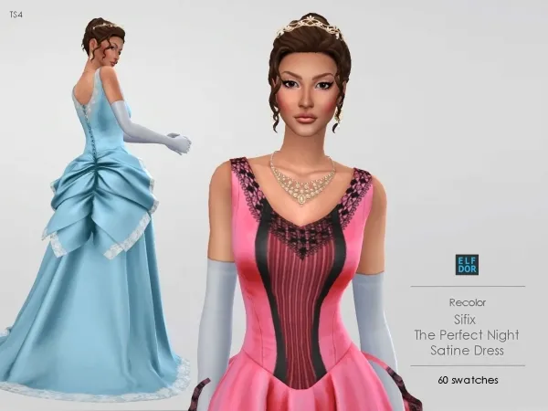 Alpha Sifix The Perfect Night Satine Dress RC by elfdor - The Sims 4 Custom Content