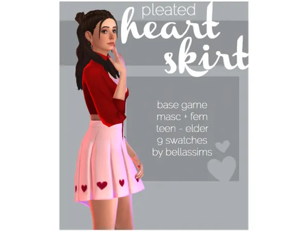 Maxis Match Valentines Pleated Heart Skirt by Bellassims - The Sims 4 Custom Content