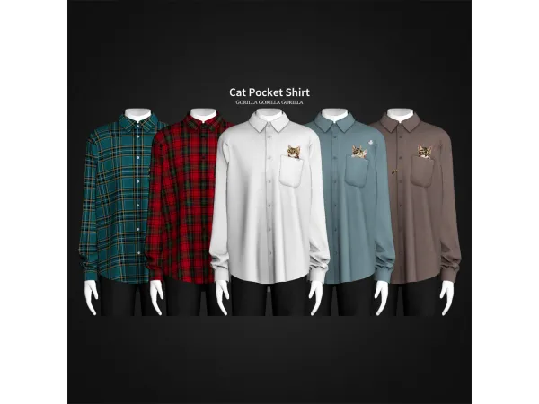 Alpha Cat Pocket Shirt by Gorilla Gorilla Gorilla - The Sims 4 Custom Content