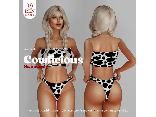 Alpha [RenOKMT] Cowlicious Swimwear - The Sims 4 Custom Content