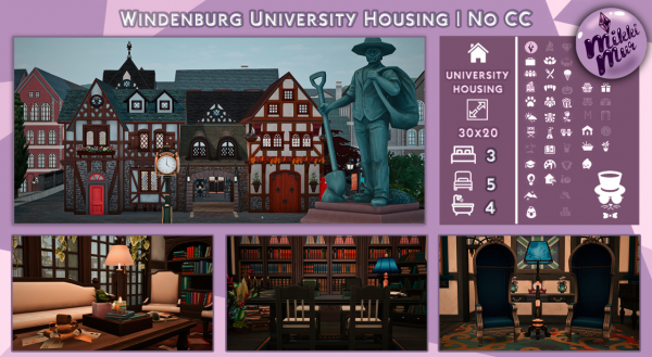 Maxis Match Windenburg University Housing Sims 4 Build No by simsfinds - The Sims 4 Custom Content
