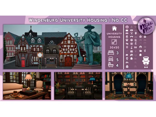 Maxis Match Windenburg University Housing Sims 4 Build No by MikkiMur - The Sims 4 Custom Content