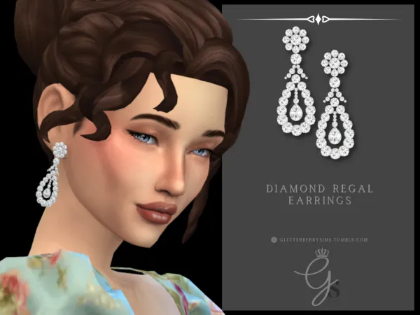 Mix Diamond Regal Earrings by Glitterberry Sims - The Sims 4 Custom Content