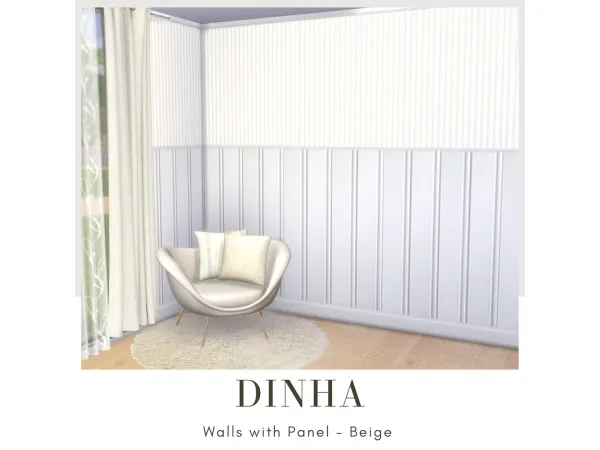 Maxis Match Wall with Panel Beige - The Sims 4 Custom Content