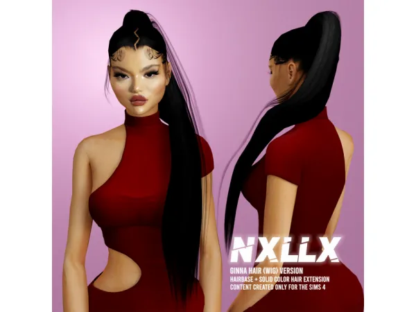 Alpha GINNA PONYTAIL (wig) by simsfinds - The Sims 4 Custom Content