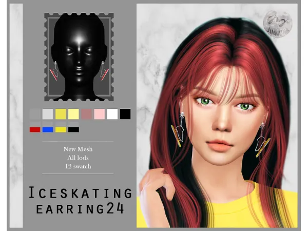 Maxis Match [JINNUHA] Ice skating earring 24 - The Sims 4 Custom Content