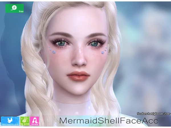 Alpha MermaidShellFaceAcc by NewSea - The Sims 4 Custom Content