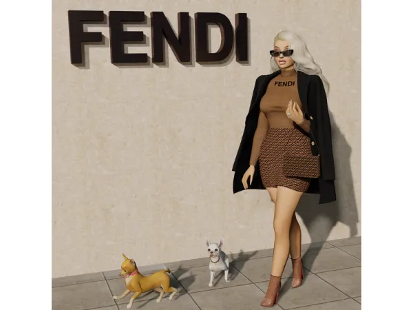 Alpha Fendi Set (Top Skirt) by PlatinumLuxeSims - The Sims 4 Custom Content