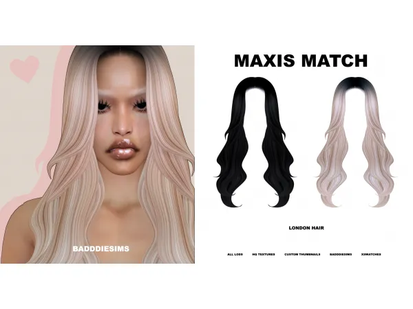 Mix LONDON HAIR by BADDDIESIMS - The Sims 4 Custom Content