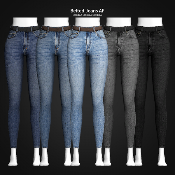 Alpha Belted Jeans AF by simsfinds - The Sims 4 Custom Content