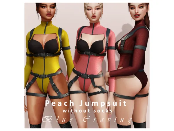 Alpha blue craving peach jumpsuit without socks - The Sims 4 Custom Content