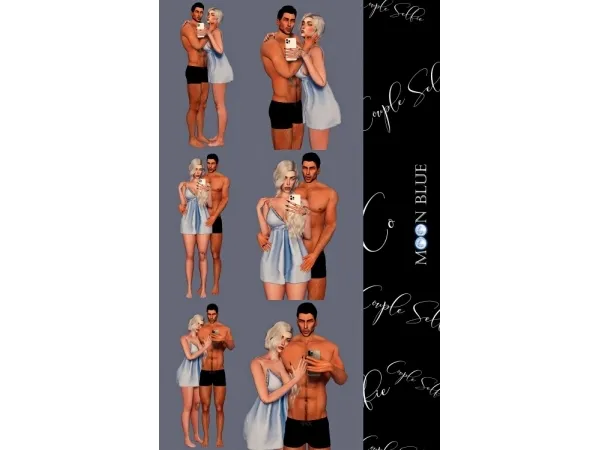 Mix Selfie Couple Moon Blue by moonbluets4 - The Sims 4 Custom Content