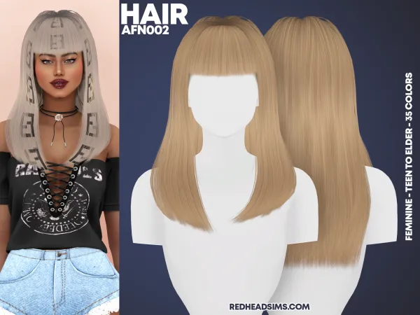 Alpha AF HAIR N002 - The Sims 4 Custom Content