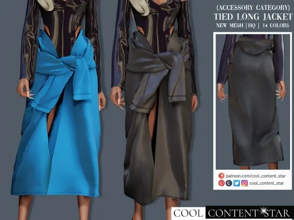 Alpha Tied Long Jacket (Accesory Category) cool_content_star by cool_content_star - The Sims 4 Custom Content