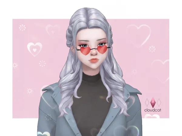 Maxis Match Juniper Hair Heartshaped Glasses by cloudcat - The Sims 4 Custom Content