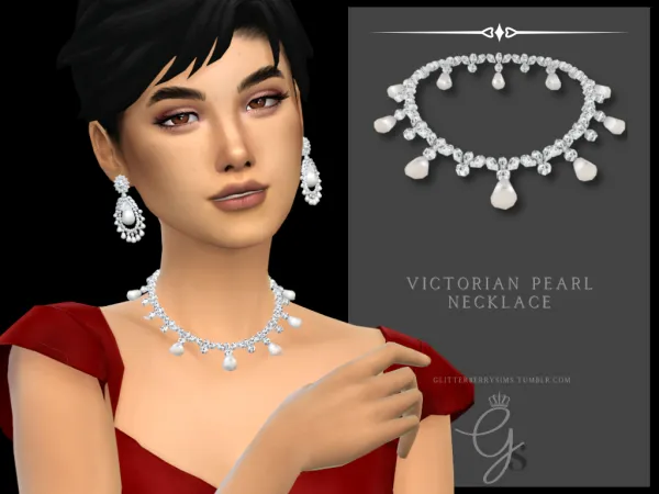 Mix Victorian Pearl Necklace by Glitterberry Sims - The Sims 4 Custom Content