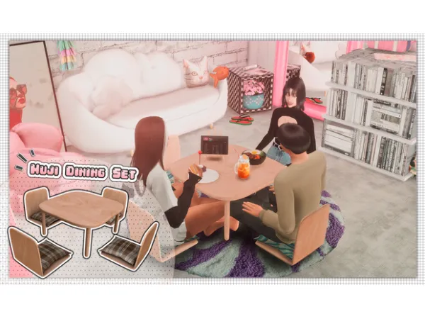 Mix Muji Dining Set by Hydrangea - The Sims 4 Custom Content