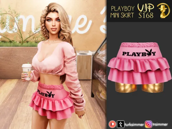 Alpha Playboy Mini Skirt S168 by simsfinds - The Sims 4 Custom Content