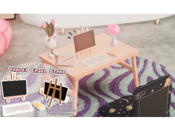 Tablet easel stand (functional as laptop) + smart speaker TS4 by Hydrangea