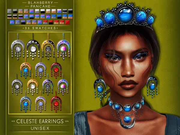 Alpha Celeste Earrings UNISEX BLAHBERRY PANCAKE by blahberry-pancake - The Sims 4 Custom Content