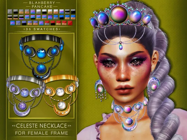 Alpha Celeste Necklace F BLAHBERRY PANCAKE by blahberry-pancake - The Sims 4 Custom Content