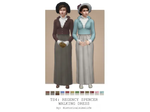 Maxis Match Regency Spencer Walking Dress - The Sims 4 Custom Content