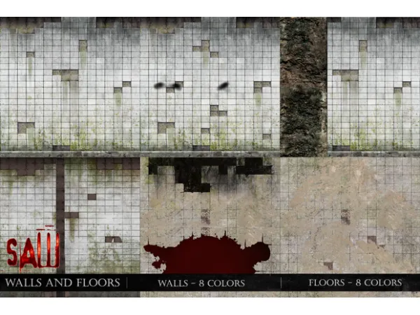 Alpha Saw The Video Game Toilet Walls and Floors sims by simsfinds - The Sims 4 Custom Content