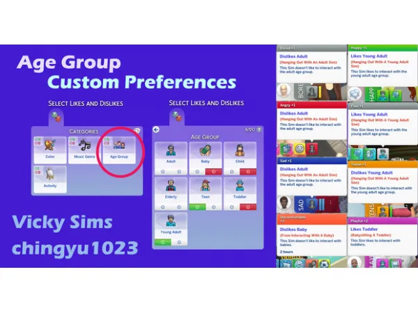Maxis Match Age Group Custom Preferences (chingyu1023) by Vicky Sims - The Sims 4 Custom Content