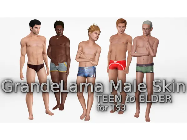 GrandeLama_MaleSkin Teen to Elder - The Sims 3 Custom Content
