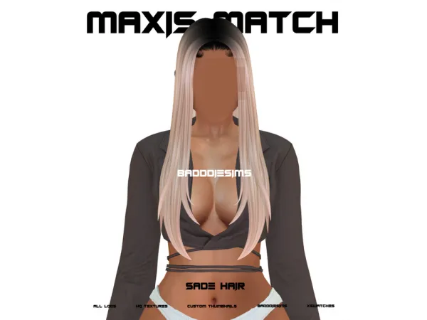 Maxis Match SADE HAIR by simsfinds - The Sims 4 Custom Content