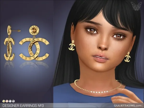 Alpha DESIGNER EARRINGS 3 FOR KIDS - The Sims 4 Custom Content