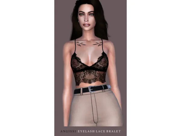 Alpha Top EYELASH LACE BRALET by simsfinds - The Sims 4 Custom Content