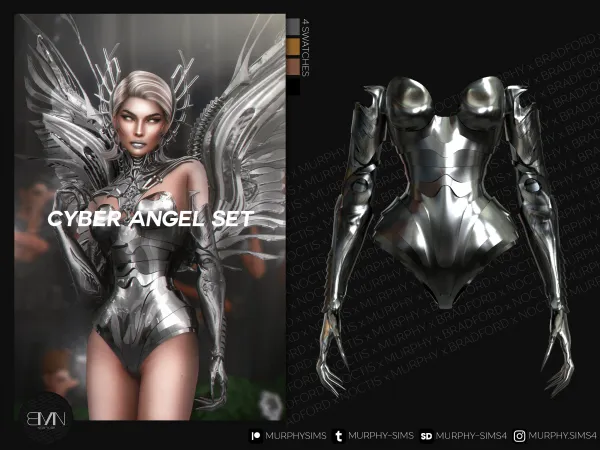 Alpha Cyber Angel Set - The Sims 4 Custom Content