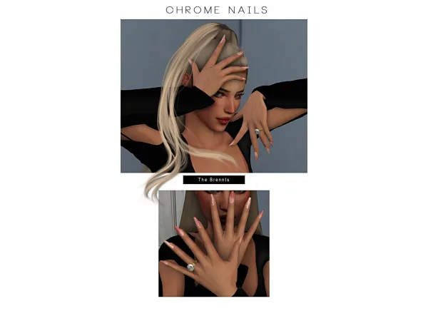 Mix Chrome Nails by [TheBrennts] - The Sims 4 Custom Content