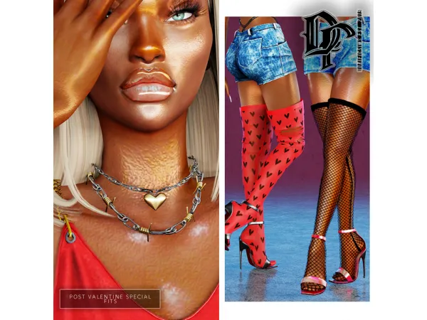 Alpha BARBED NECKLACE SEXY STOCKINGS DIANNE STILETTO HEEL by dorific - The Sims 4 Custom Content