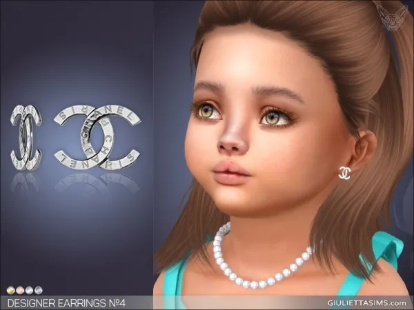 Alpha CHANEL EARRINGS 4 FOR TODDLERS - The Sims 4 Custom Content