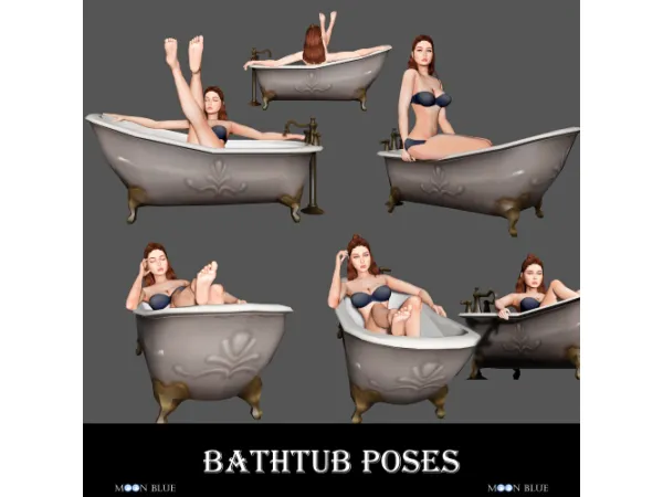 Maxis Match Bathtub Poses Moon Blue - The Sims 4 Custom Content