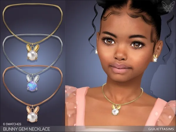 Alpha BUNNY GEM NECKLACE FOR KIDS - The Sims 4 Custom Content