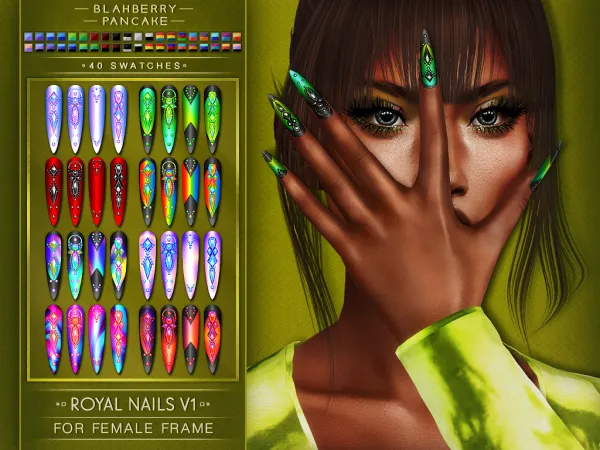 Alpha Royal Nails V1 F Blahberry Pancake - The Sims 4 Custom Content