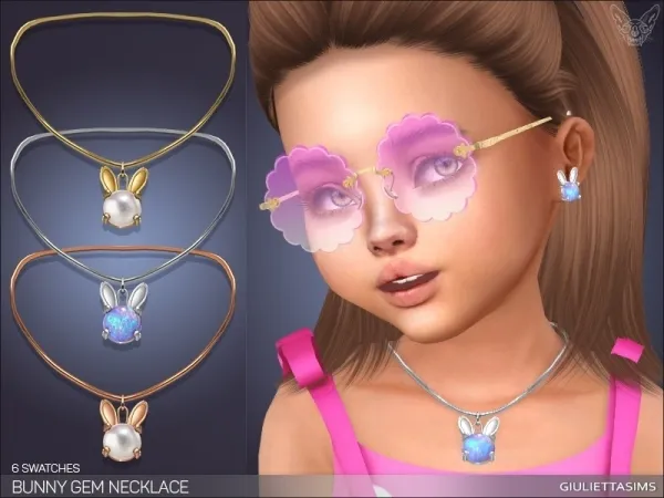 Alpha BUNNY GEM NECKLACE FOR TODDLERS - The Sims 4 Custom Content