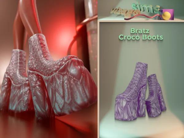 Alpha Bratz Croco Boots - The Sims 4 Custom Content