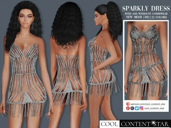 Alpha Sparkly dress - The Sims 4 Custom Content