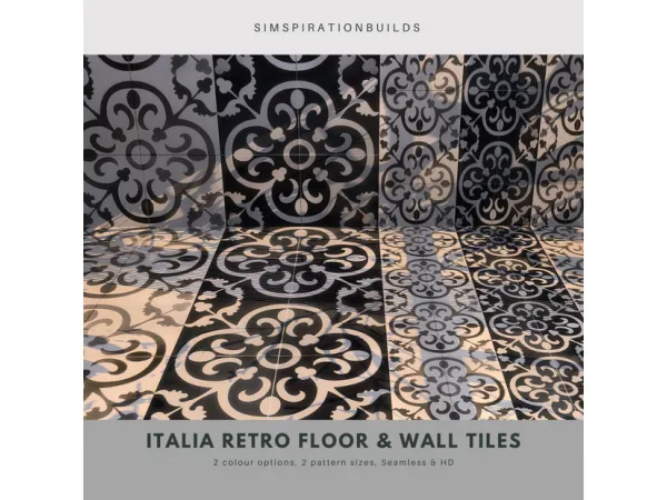 Alpha Italia Retro Wall Floor Tiles Set by simsfinds - The Sims 4 Custom Content