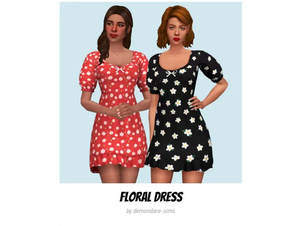 Maxis Match Floral Dress by demondare - The Sims 4 Custom Content