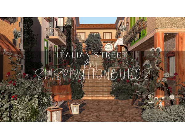 Mix Italian Street Lot by SimspirationBuilds - The Sims 4 Custom Content