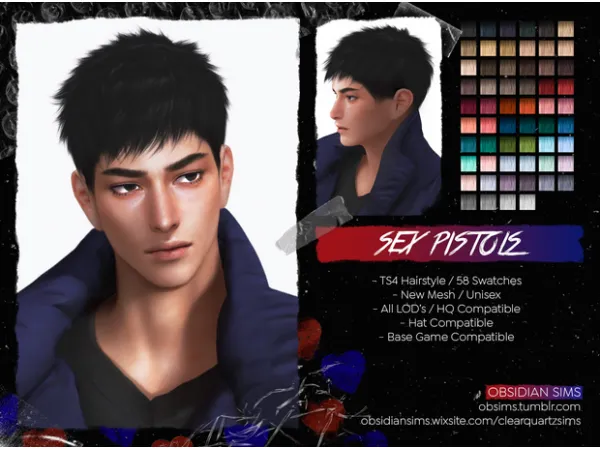 Alpha SEX PISTOLS HAIRSTYLE New mesh by OBSIDIAN SIMS - The Sims 4 Custom Content